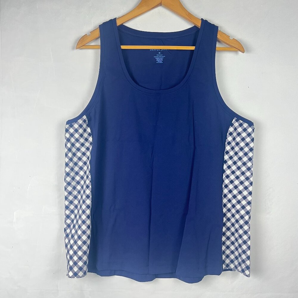 Draper James Navy Gingham Sleeveless Top 1X